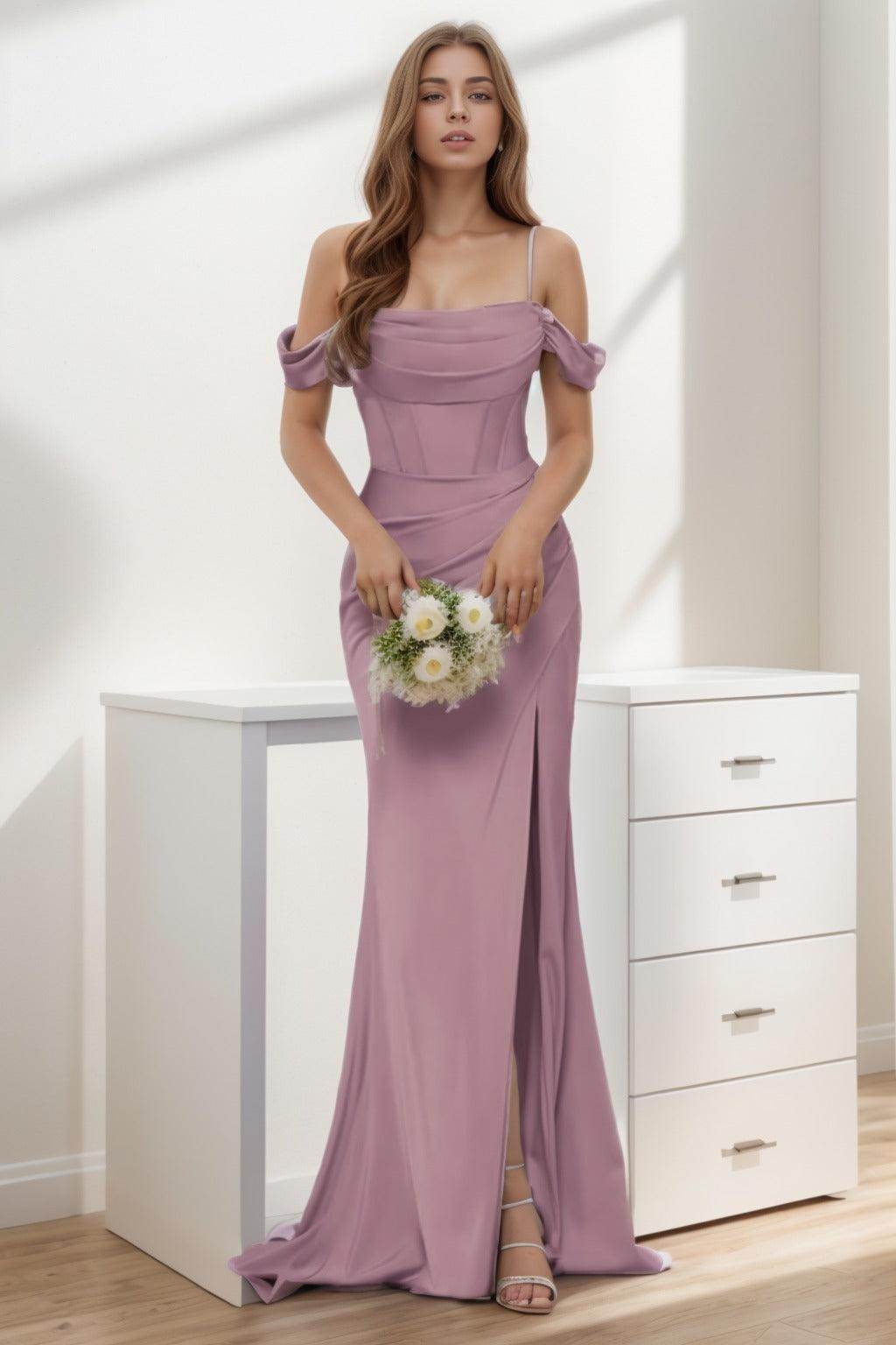 Trumpet-Mermaid Sweep-Brush Train Silk-Like Prom Dress CS0399 - COCOMELODY