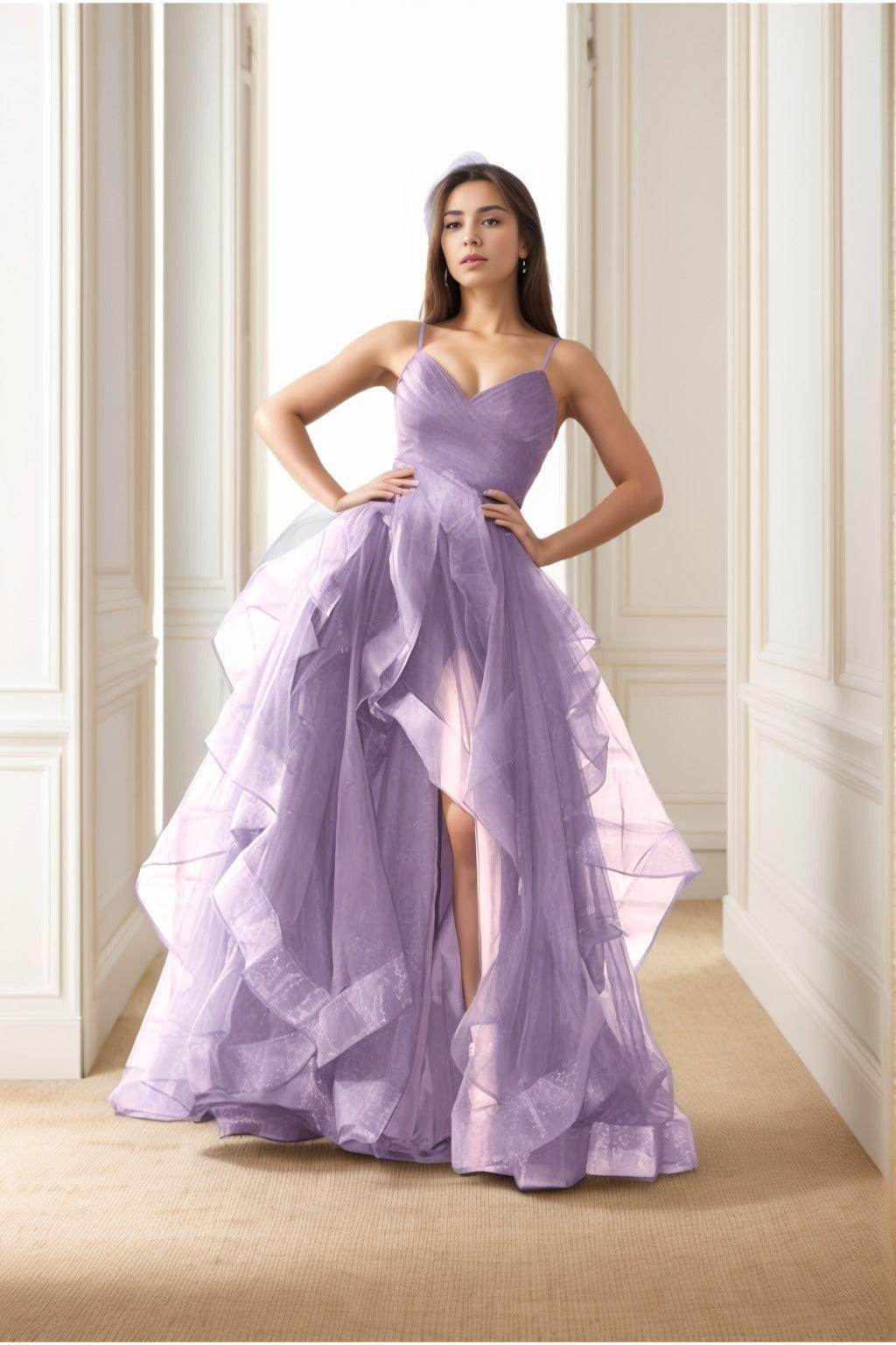 A-Line Floor-Length Tulle Prom Dress CS0412 - COCOMELODY