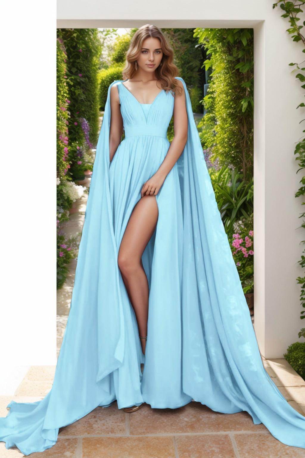 A-Line Floor Length Chiffon Prom Dress CS0454 - COCOMELODY