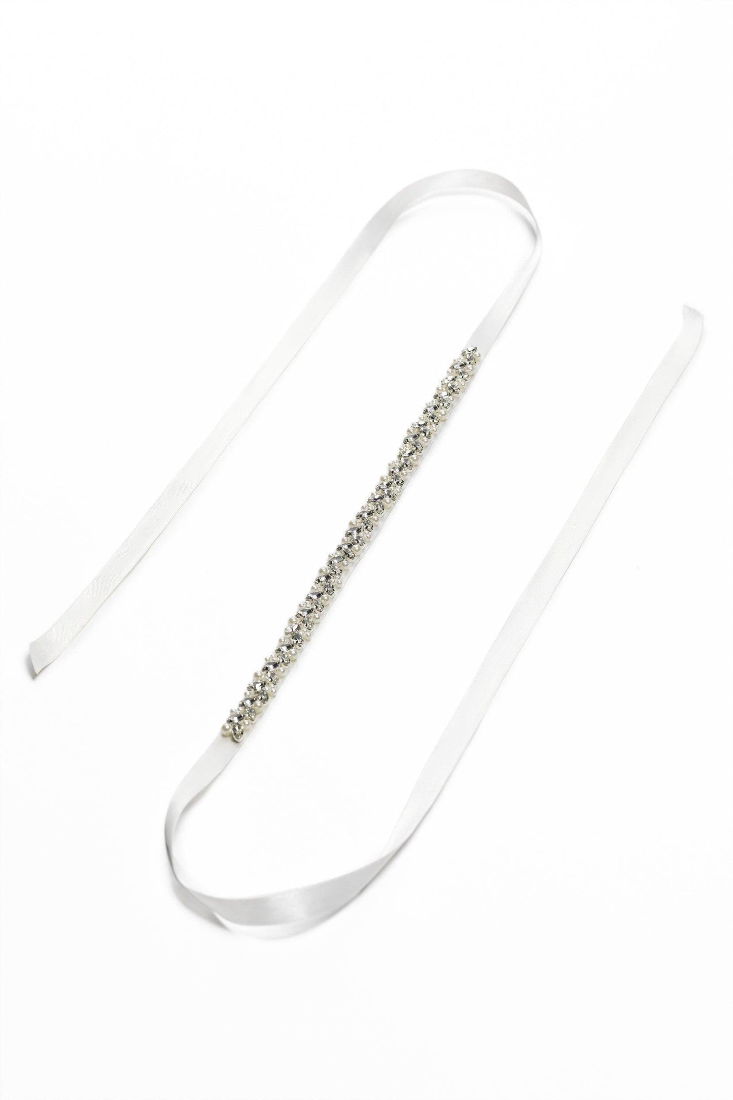 Ribbons Wedding Sash With Imitation Pearl CC0077 - COCOMELODY