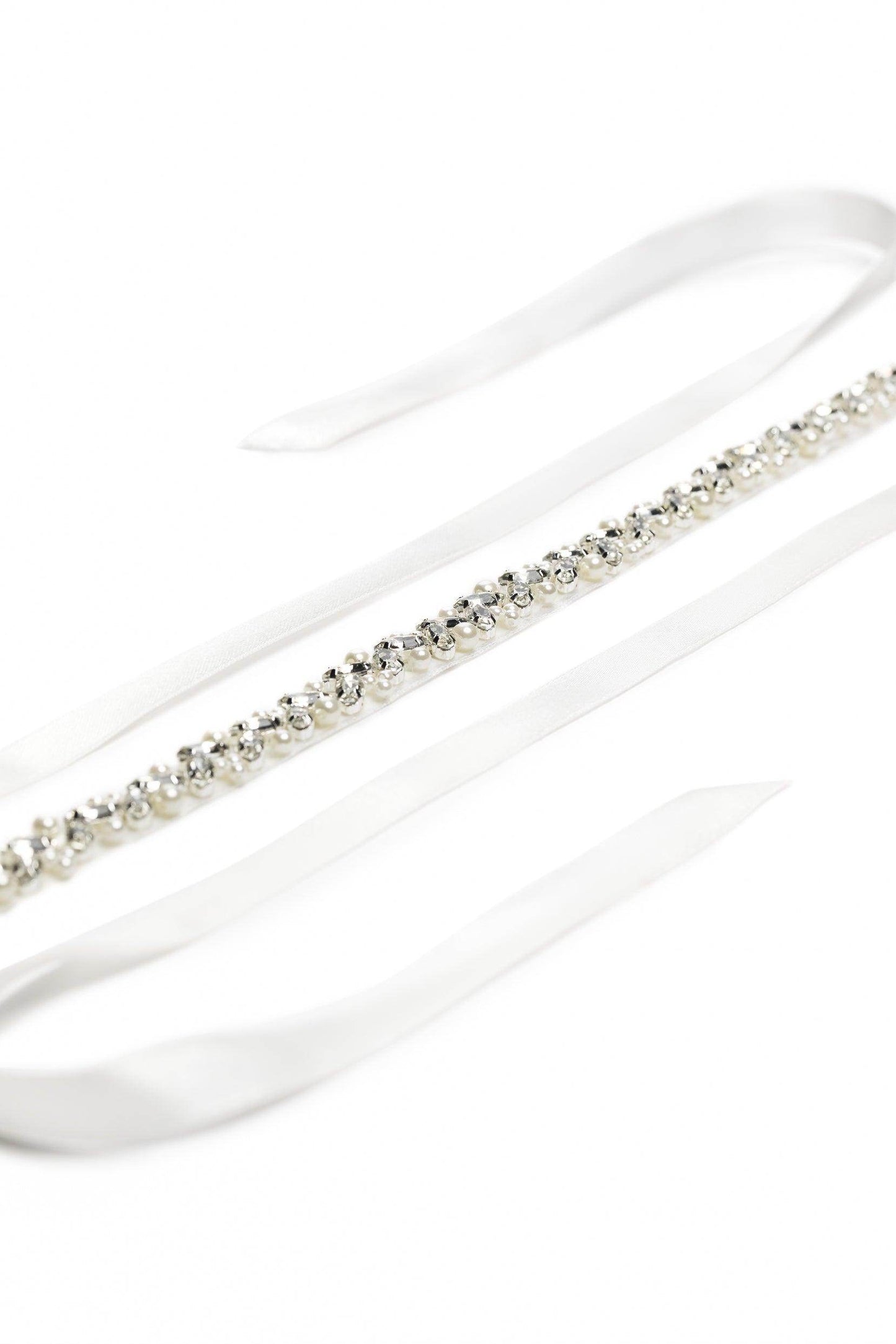 Ribbons Wedding Sash With Imitation Pearl CC0077 - COCOMELODY