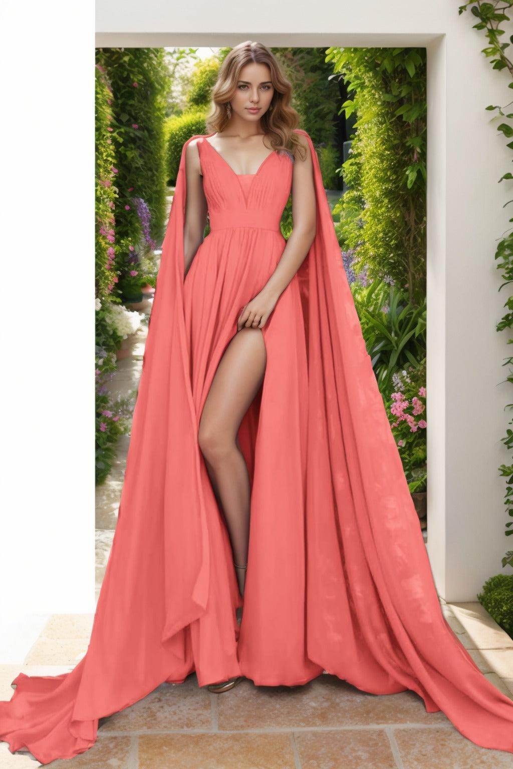 A-Line Floor Length Chiffon Prom Dress CS0454 - COCOMELODY