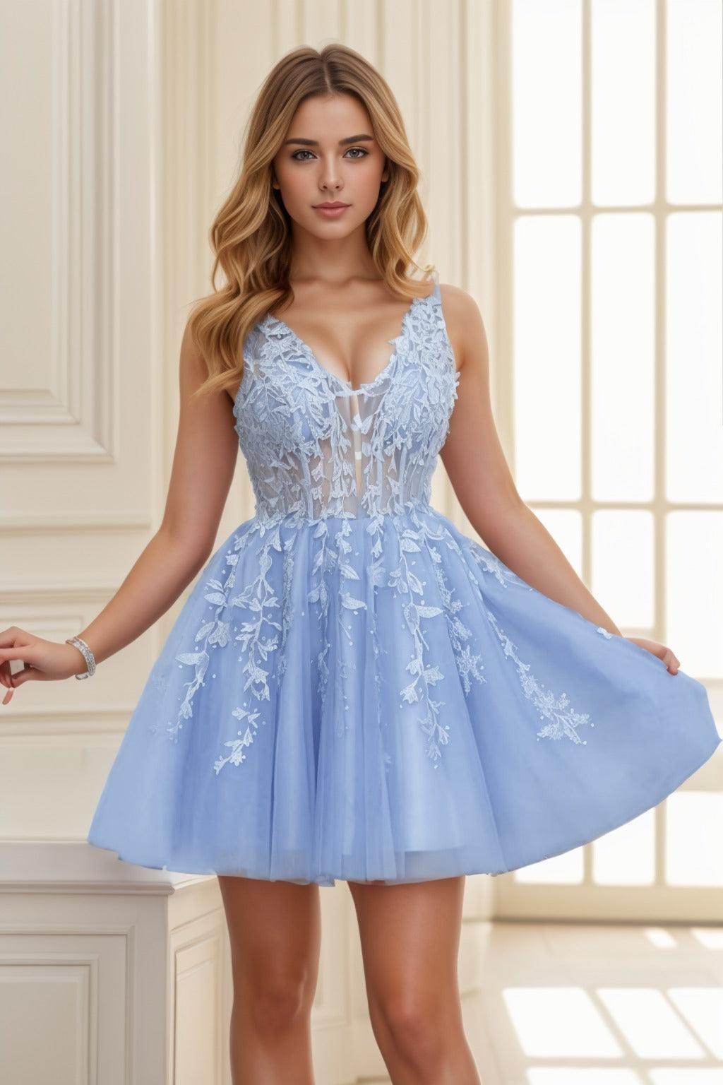 A-line Short-Mini Tulle Prom Dress CS0410 - COCOMELODY