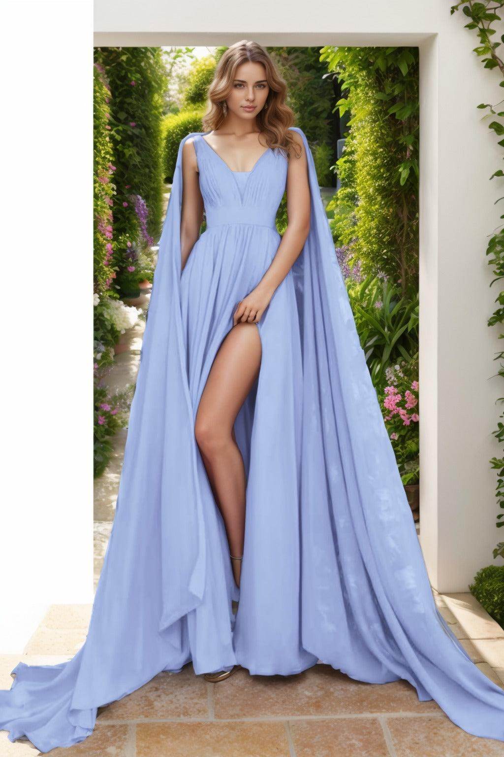 A-Line Floor Length Chiffon Prom Dress CS0454 - COCOMELODY