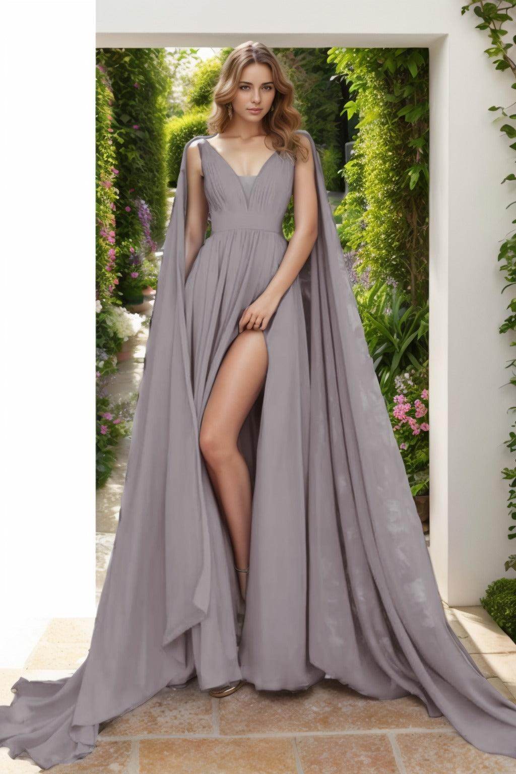 A-Line Floor Length Chiffon Prom Dress CS0454 - COCOMELODY