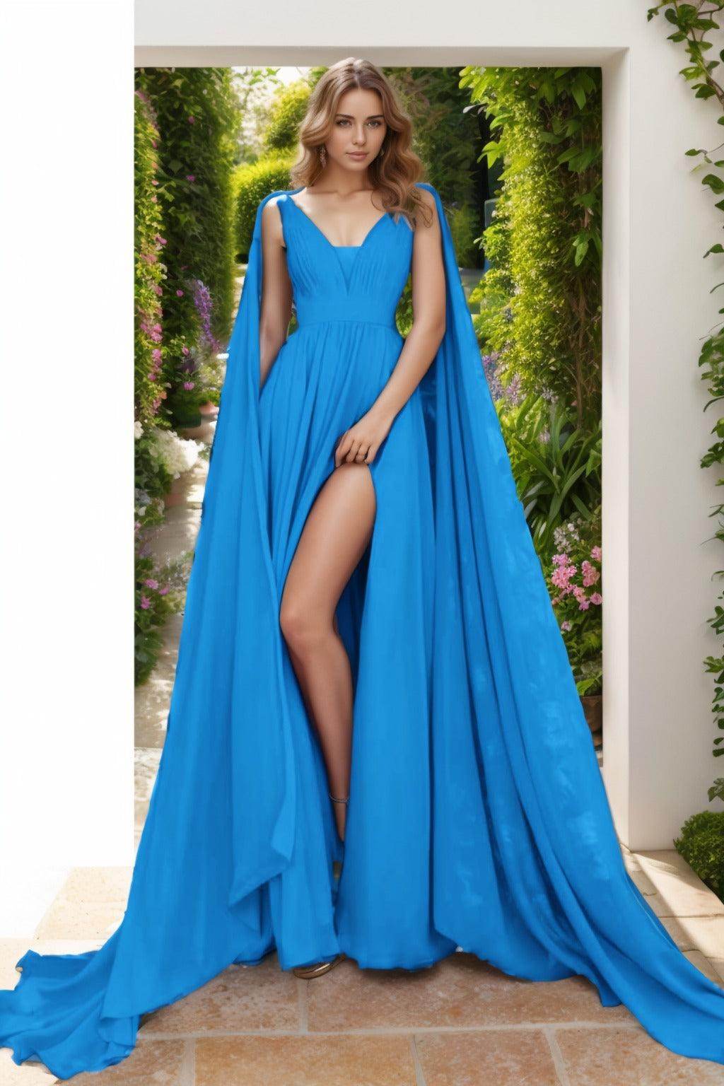 A-Line Floor Length Chiffon Prom Dress CS0454 - COCOMELODY