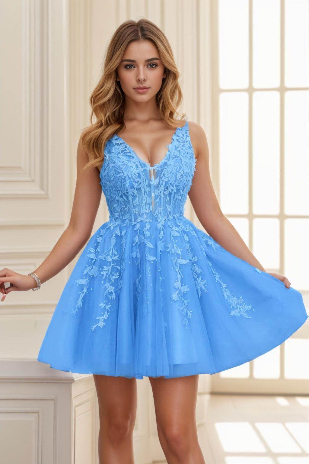 A-line Short-Mini Tulle Prom Dress CS0410 - COCOMELODY