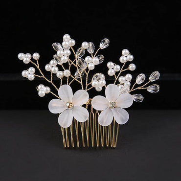 Bridal headwear Pearl hair comb Wedding bridal accessories with comb Accessorized multicolor headwear 601413822086 - COCOMELODY
