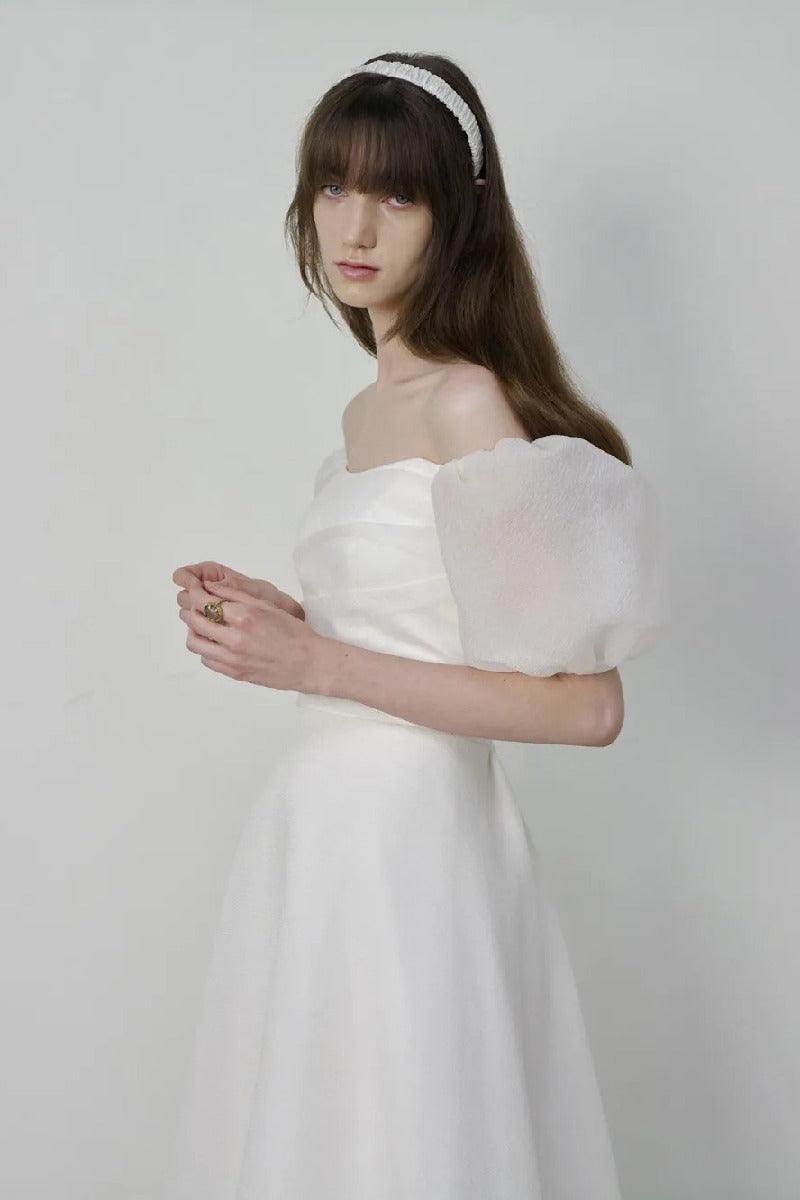 A-Line Floor Length Organza Wedding Dress 821797168740 - COCOMELODY