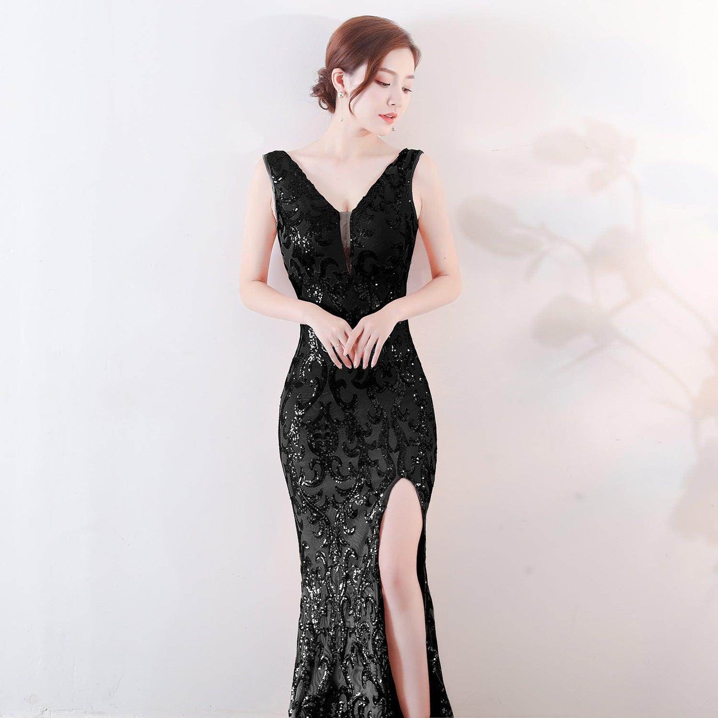 Trumpet-Mermaid Floor Length Sequins Dress 682171341454 - COCOMELODY