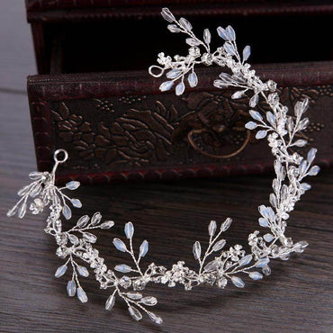Headwear White crystal handmade headband Bridal Wedding Dress Accessories Bridal Headpieces 606632055117 - COCOMELODY