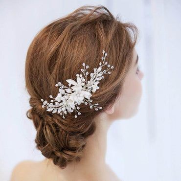 Handmade flowers for the bride Combs pearl headband wedding dress accessories 606964140214 - COCOMELODY