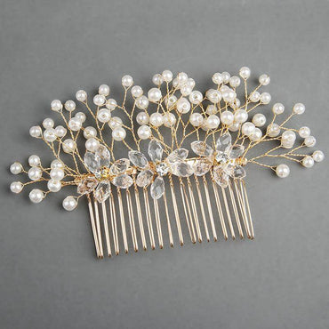 Bridal headwear Pearl flower hair comb bridal wedding accessories 07931037904 - COCOMELODY