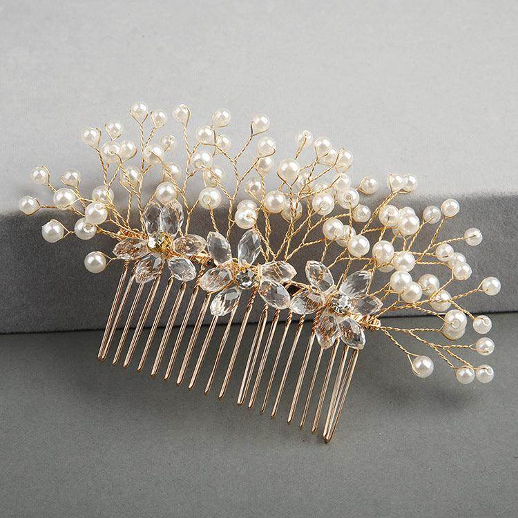 Bridal headwear Pearl flower hair comb bridal wedding accessories 07931037904 - COCOMELODY