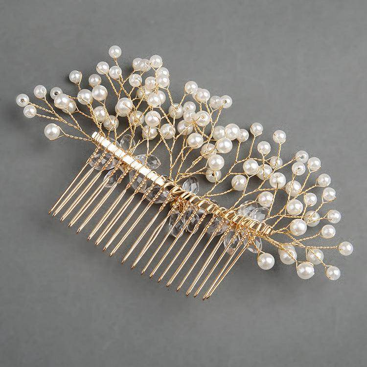 Bridal headwear Pearl flower hair comb bridal wedding accessories 07931037904 - COCOMELODY