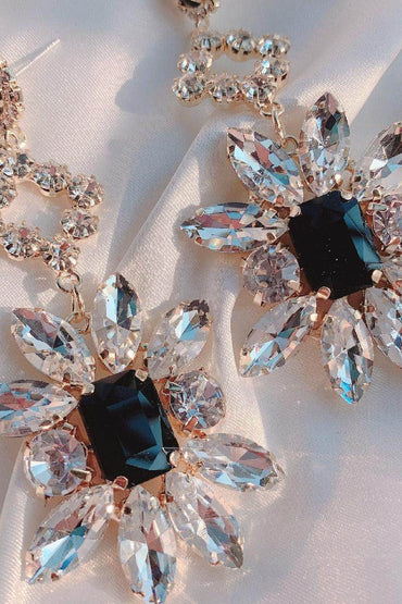 Black Jewel Earrings Crystal Exaggerated Earrings 634521961713 - COCOMELODY