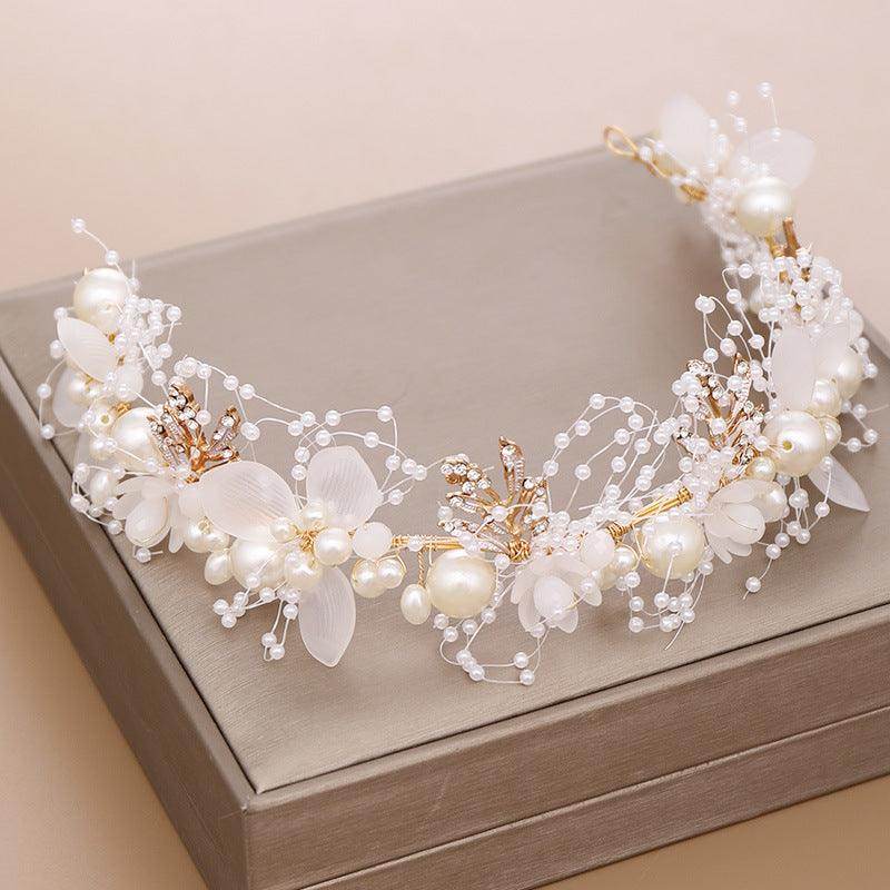 White bridal pearl Headpieces wedding accessories 609189851037 - COCOMELODY