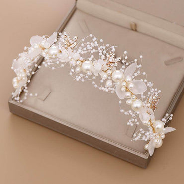 White bridal pearl Headpieces wedding accessories 609189851037 - COCOMELODY
