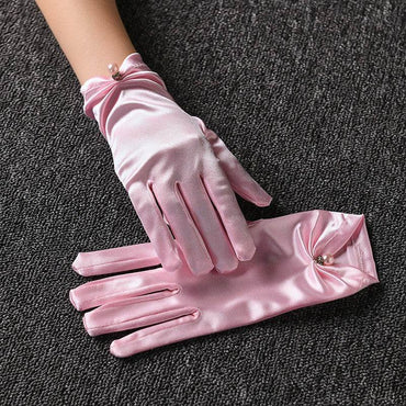 Multicolored Fingertips Wrist Length Satin Gloves 739618529604 - COCOMELODY