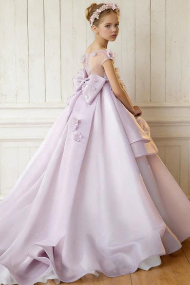 Illusion Tiered Asymmetrical Ruffle Sweep-Brush Train Flower Girl Dresses 673284486583 - 10 Days / Purple / 2 - COCOMELODY