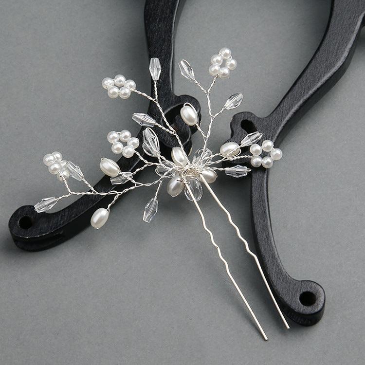 Pearl Bridal headpiece White Crystal hairpin Wedding accessories Hairpin Wedding accessories 613386276979 - COCOMELODY