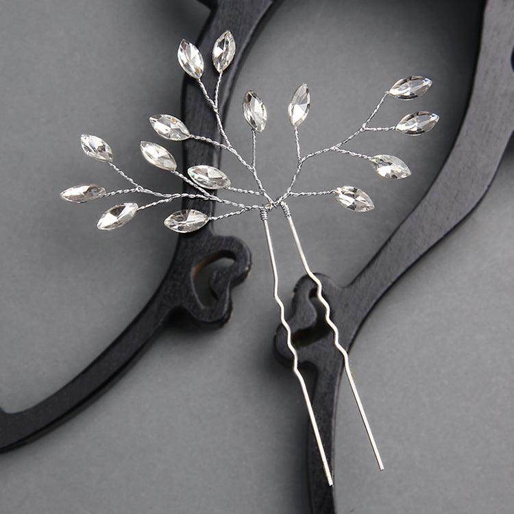 Bridal headwear Handmade Crystal accessories Wedding Hairpin set of 2 613673904361 - COCOMELODY