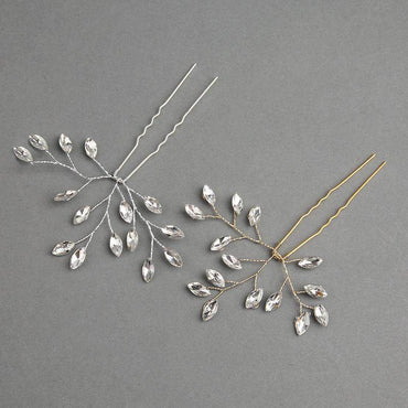 Bridal headwear Handmade Crystal accessories Wedding Hairpin set of 2 613673904361 - COCOMELODY