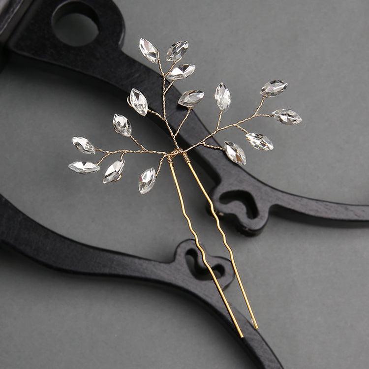 Bridal headwear Handmade Crystal accessories Wedding Hairpin set of 2 613673904361 - COCOMELODY