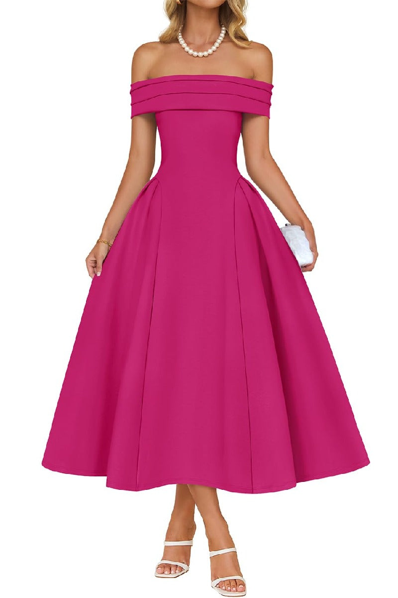A-Line Tea Length Satin Formal Wedding Guest Dresses B0DS8NJRR3