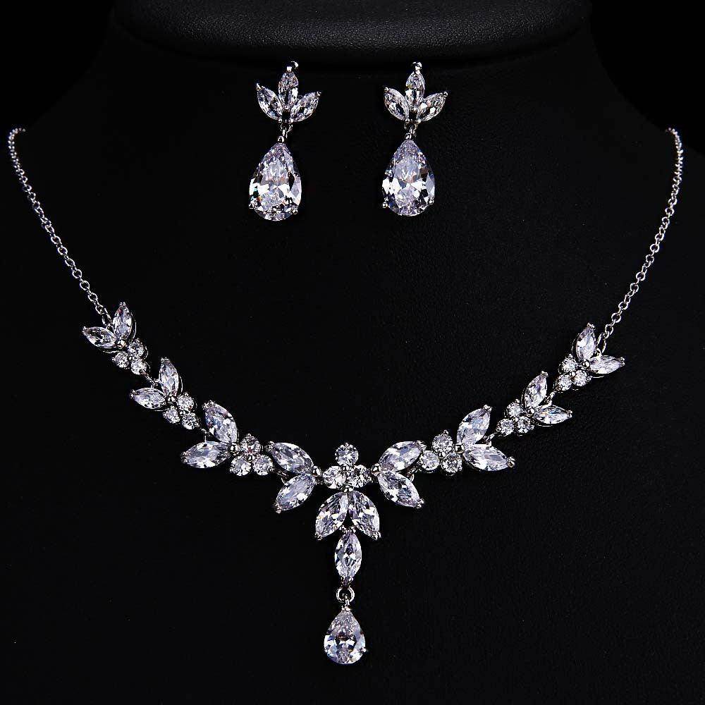 Water Drop Zircon Necklace Bridal Accessory 616165232392 - COCOMELODY