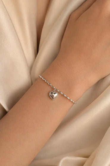 Silver plated rice heart bracelet 616834204190 - COCOMELODY