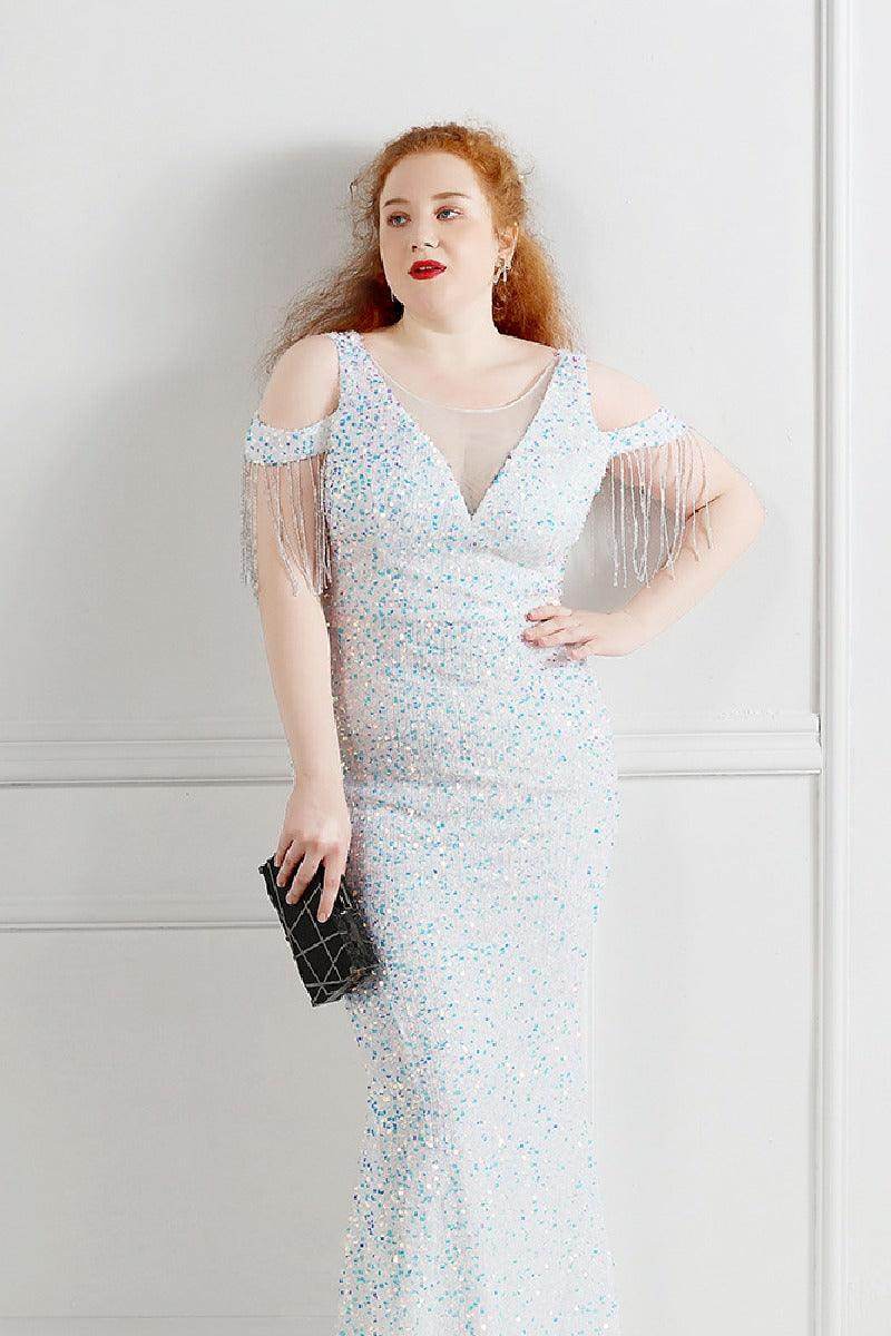 Sheath-column floor length sequined dress 647192266545 - COCOMELODY
