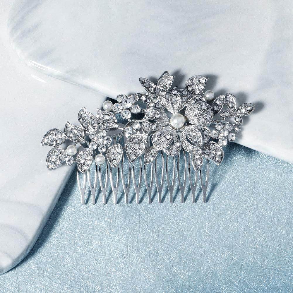Bridal bridal accessories Vintage alloy flowers set with drill and comb 619249915642 - COCOMELODY