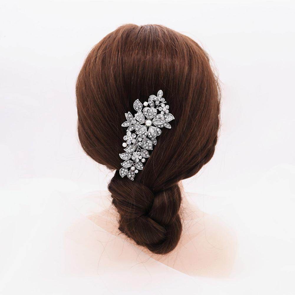 Bridal bridal accessories Vintage alloy flowers set with drill and comb 619249915642 - COCOMELODY