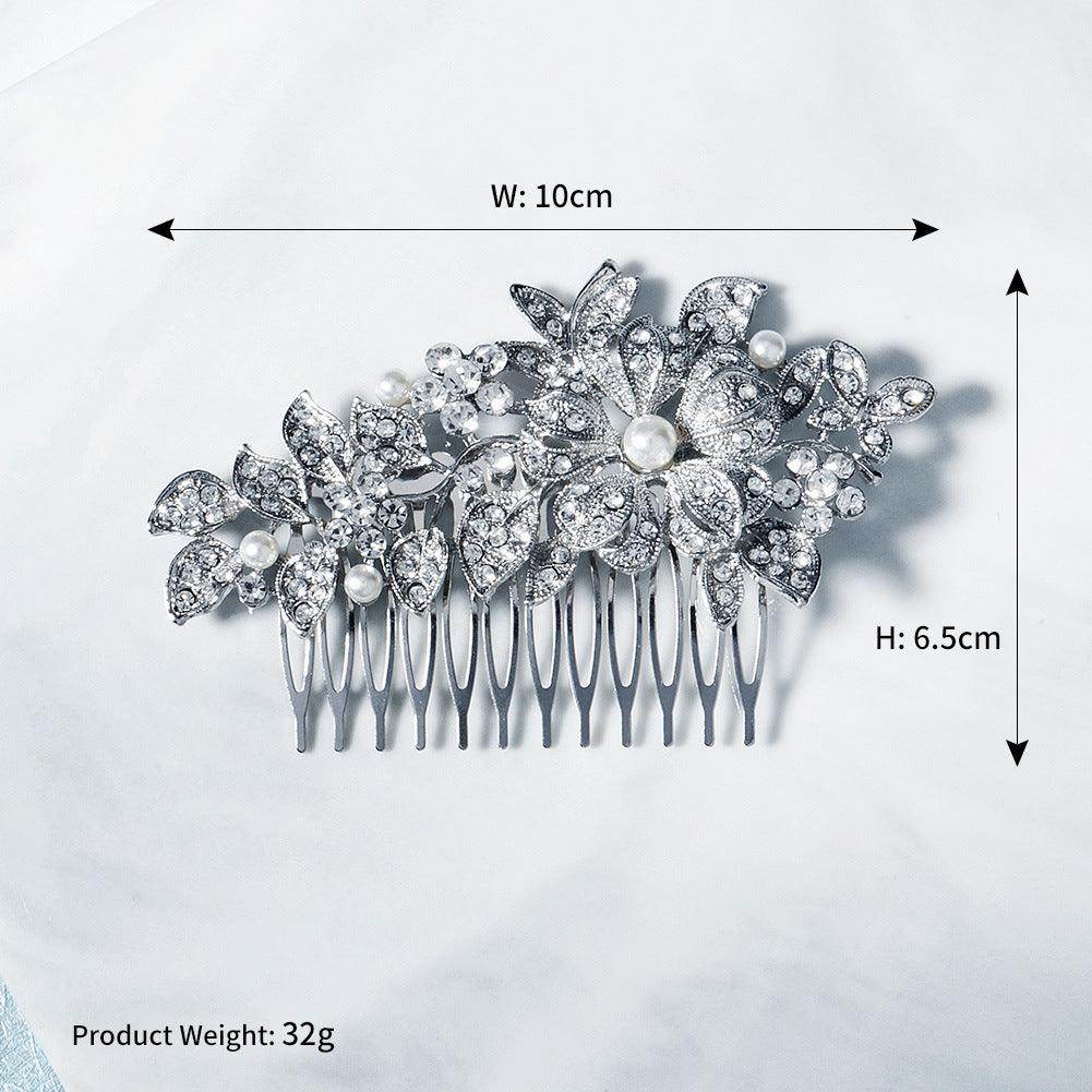 Bridal bridal accessories Vintage alloy flowers set with drill and comb 619249915642 - COCOMELODY
