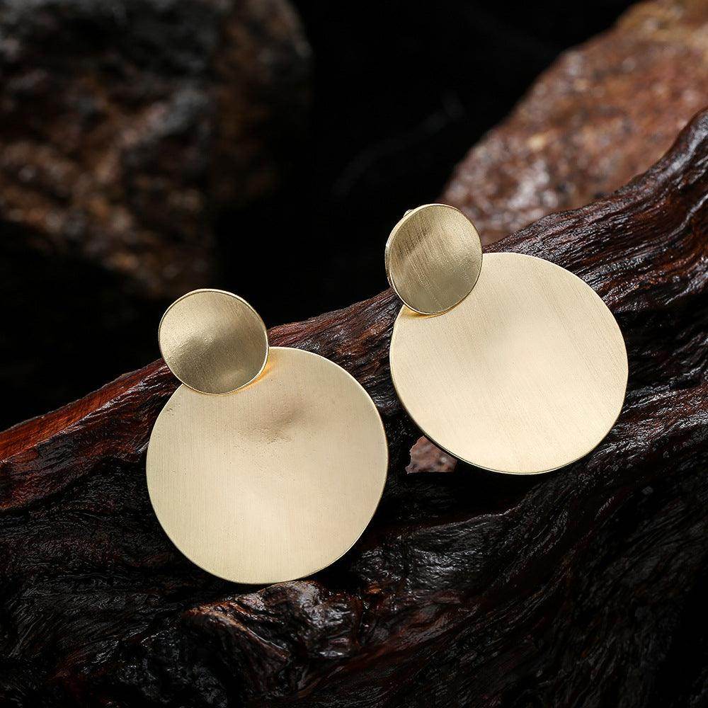 Fashion personality geometric brushed earclip medium long earrings 619305820647 - COCOMELODY