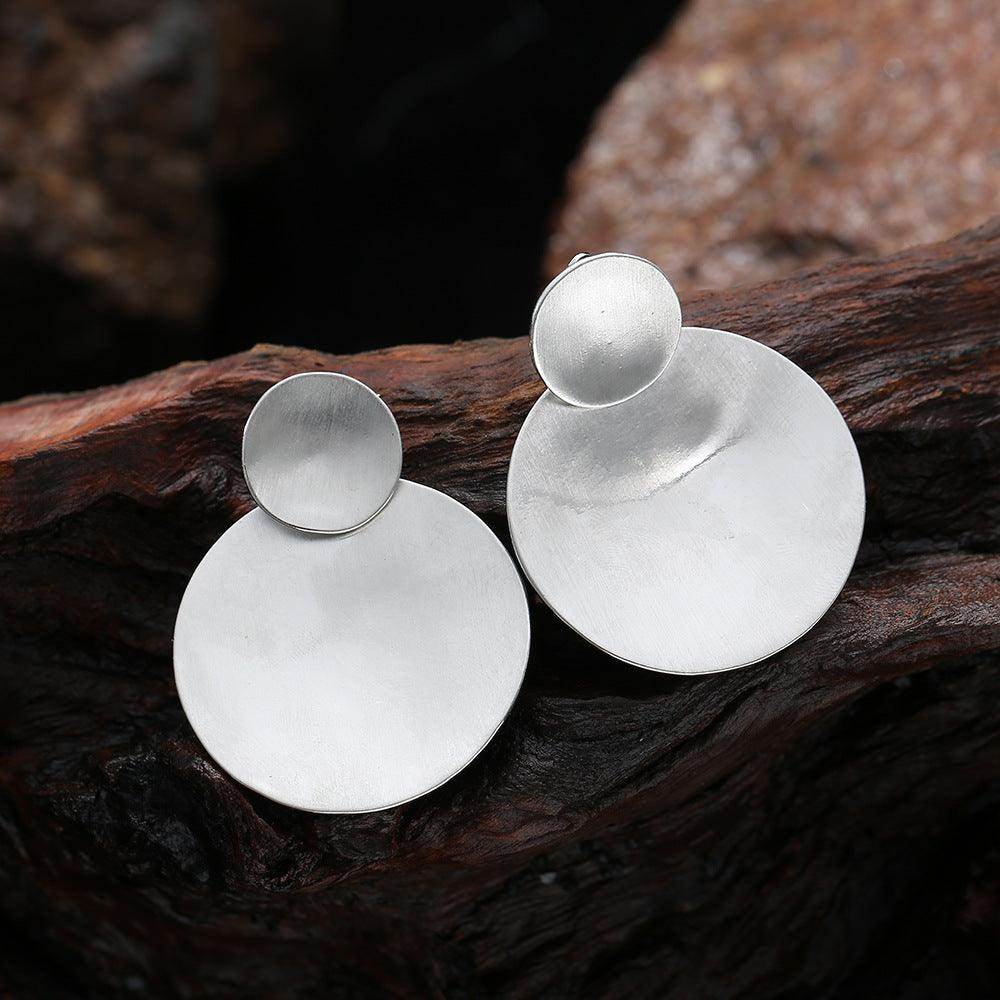 Fashion personality geometric brushed earclip medium long earrings 619305820647 - COCOMELODY