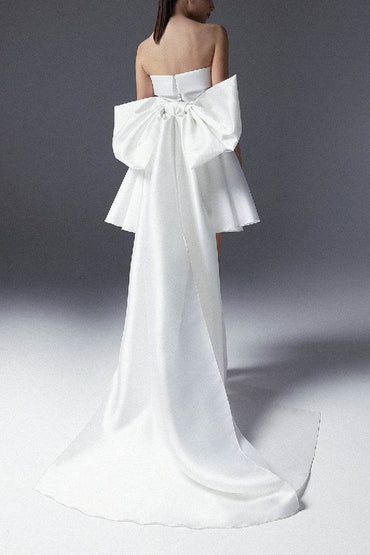 A-Line Short-Mini Mikado Little White Dress 100065 - COCOMELODY