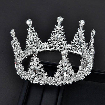 Black Headwear Crown Baroque Crown Rhinestone Headwear 620401524708 - COCOMELODY