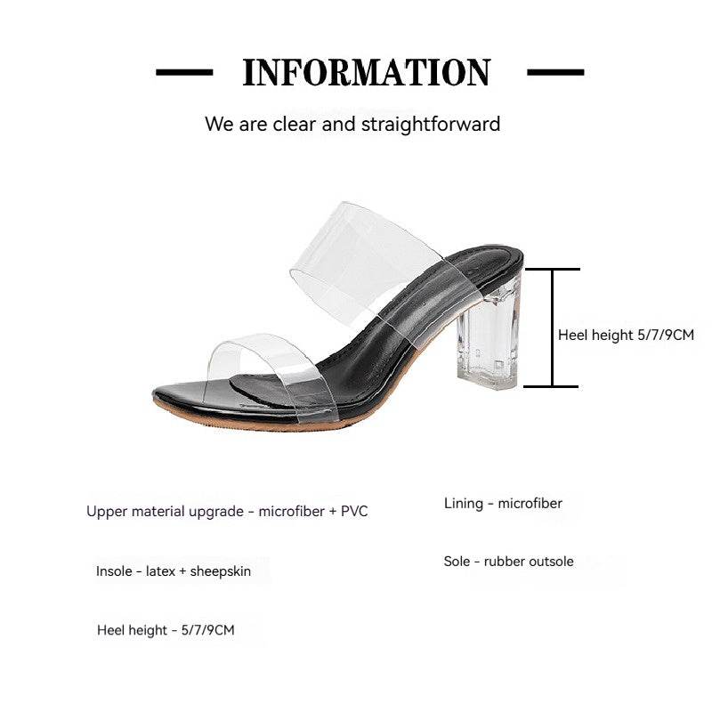 Chunky-heeled transparent sandals 718875447541 - COCOMELODY