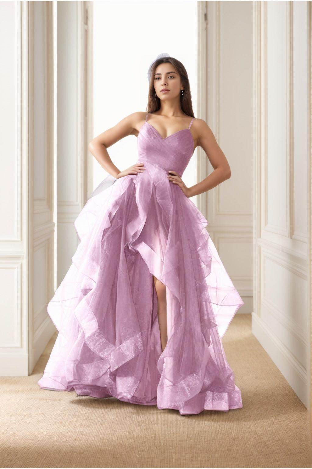 A-Line Floor-Length Tulle Prom Dress CS0412 - COCOMELODY
