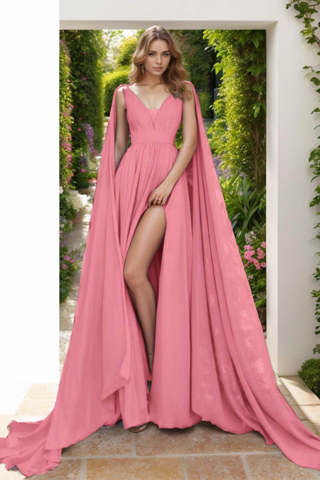 A-Line Floor Length Chiffon Prom Dress CS0454 - COCOMELODY