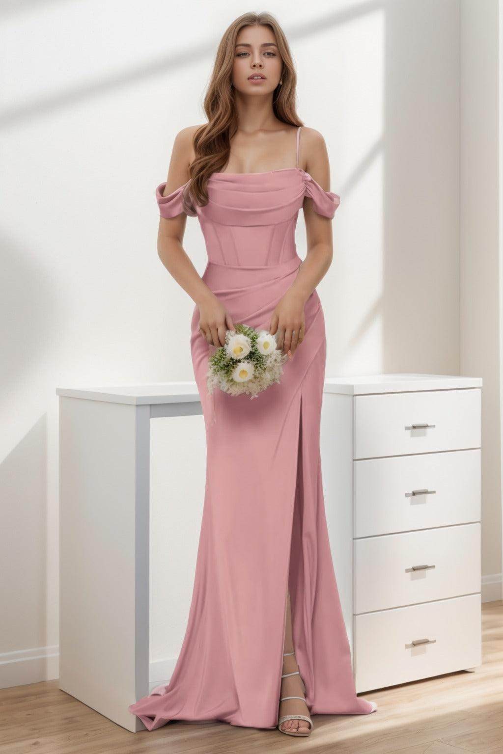 Trumpet-Mermaid Sweep-Brush Train Silk-Like Prom Dress CS0399 - COCOMELODY