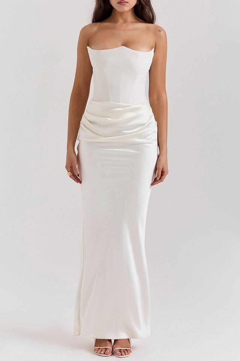 Sheath-Column Maxi Satin Dress 890654168879 - COCOMELODY