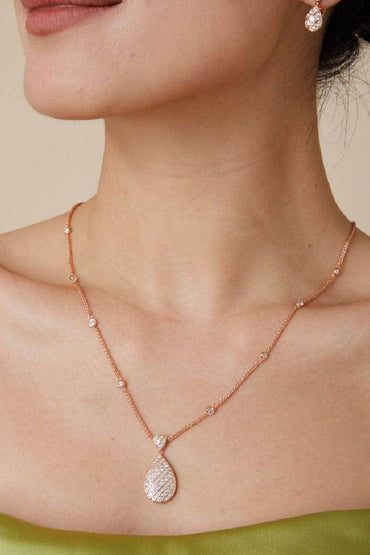 Drop necklace gold-plated full drill collarbone chain   800621951236
