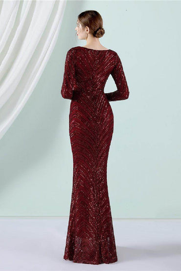 Sheath-column floor length sequined dress 677618007679 - COCOMELODY