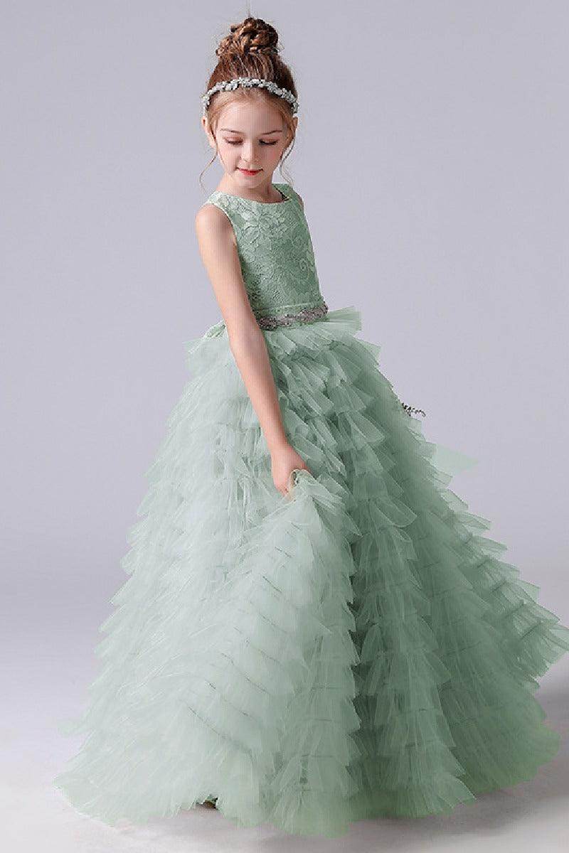 A-line/Princess Scoop Neck Sleeveless Tulle Flower Girl Dress 671801710383 - COCOMELODY