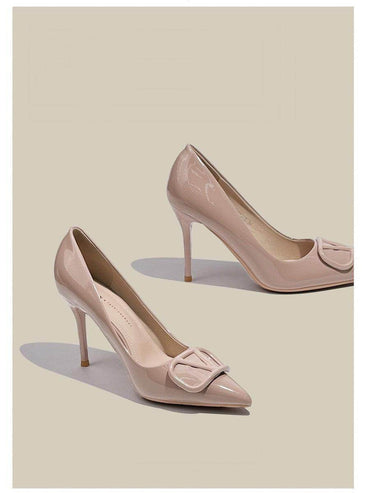 Faux Leather Pointy Stiletto Heels 726578630201 - COCOMELODY