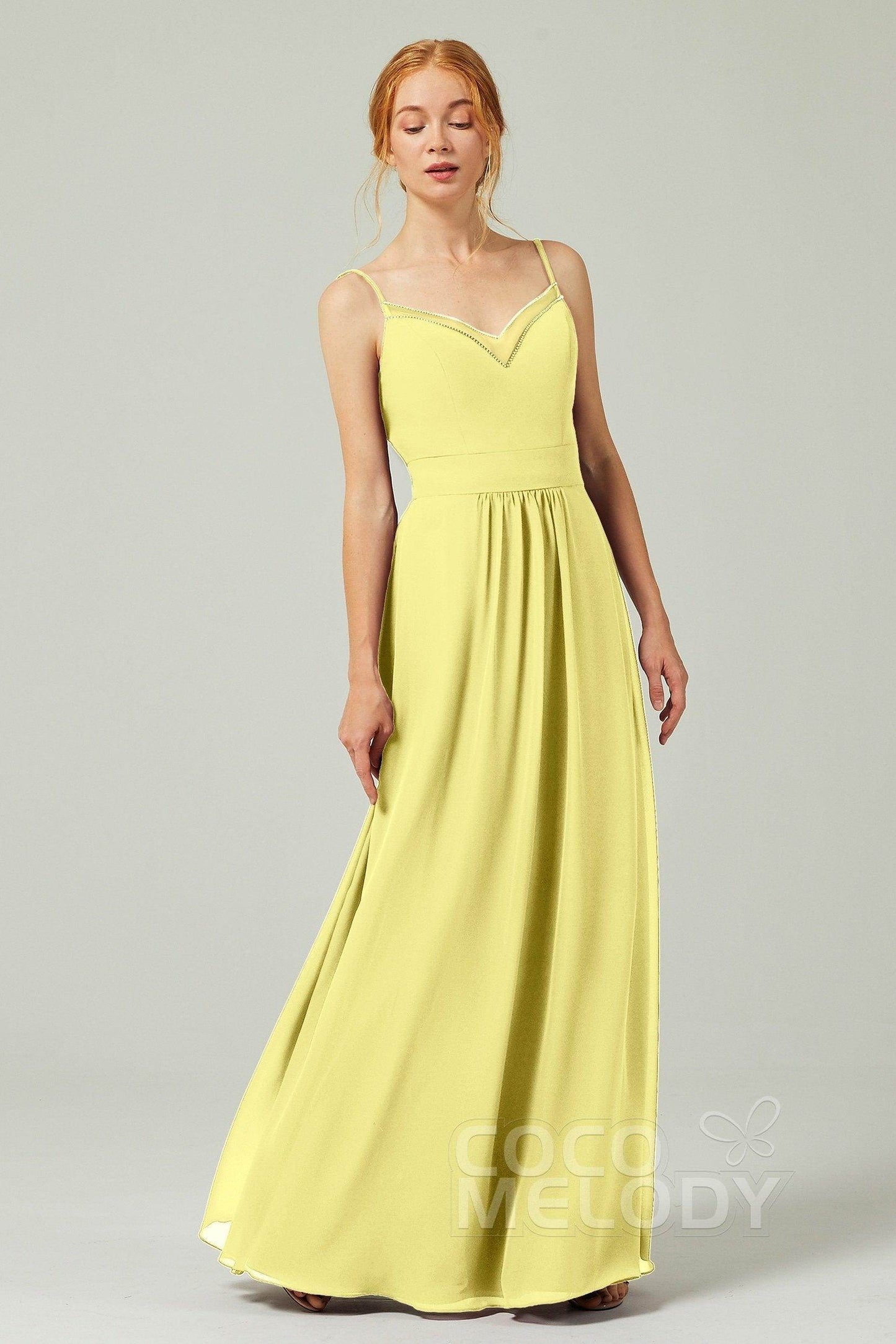 A-Line Floor Length Chiffon Bridesmaid Dress CB0293 - COCOMELODY