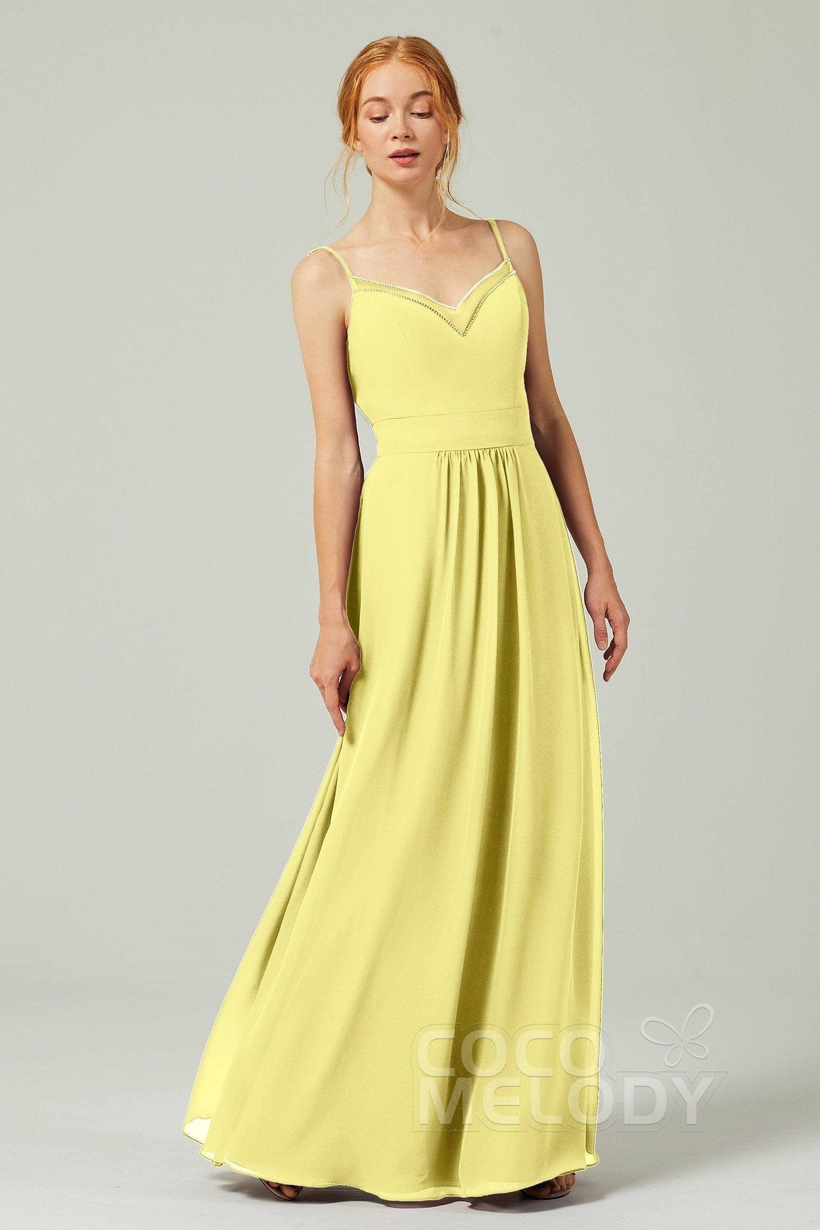 A-Line Floor Length Chiffon Bridesmaid Dress CB0293 - COCOMELODY